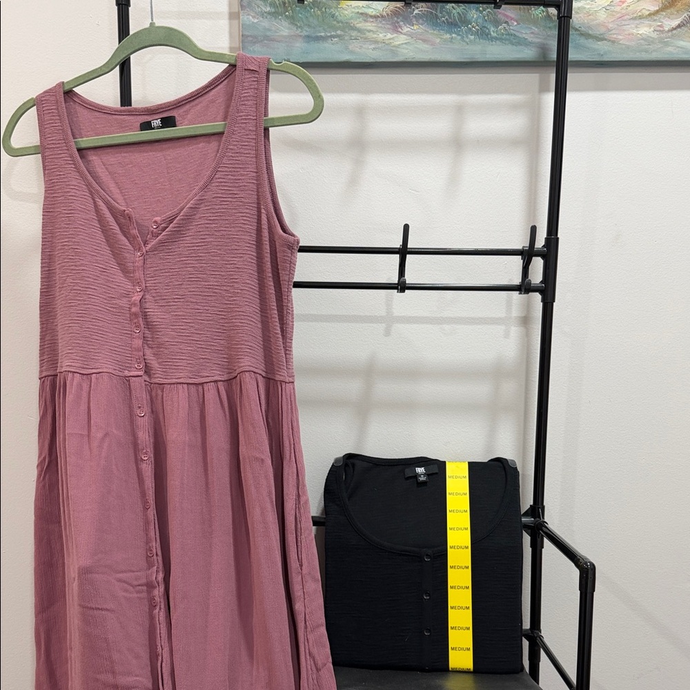 Frye Pink and Black Midi Dress